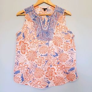 Talbots Embroidered Tropical Tank